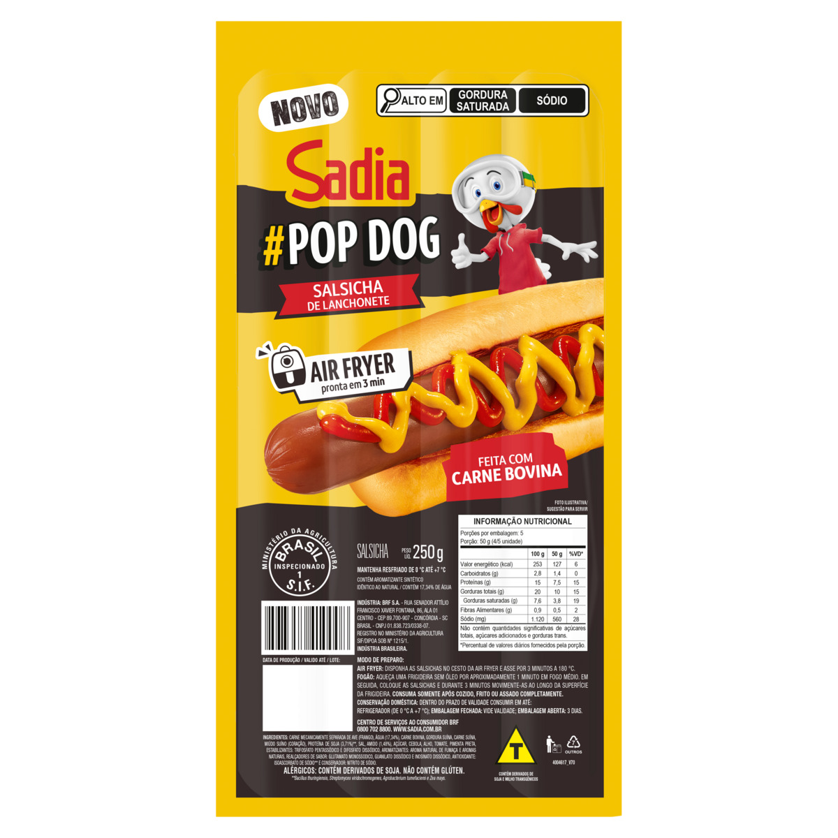 Salsicha Pop Dog Sadia Air Fryer Pacote 250g